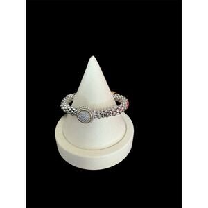 Two Tone Crystal Pave Cuff Bracelet